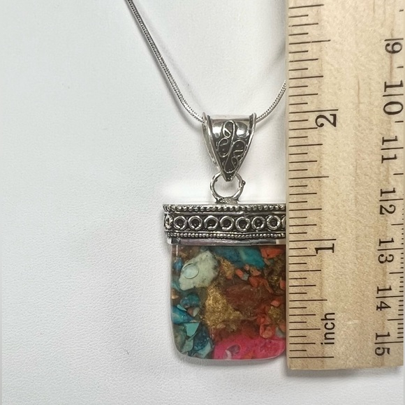 Oyster Turquoise 925 Gemstone pendant - Picture 4 of 5